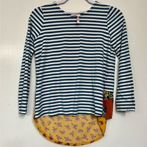 Striped Kids Shirt with Floral Accent